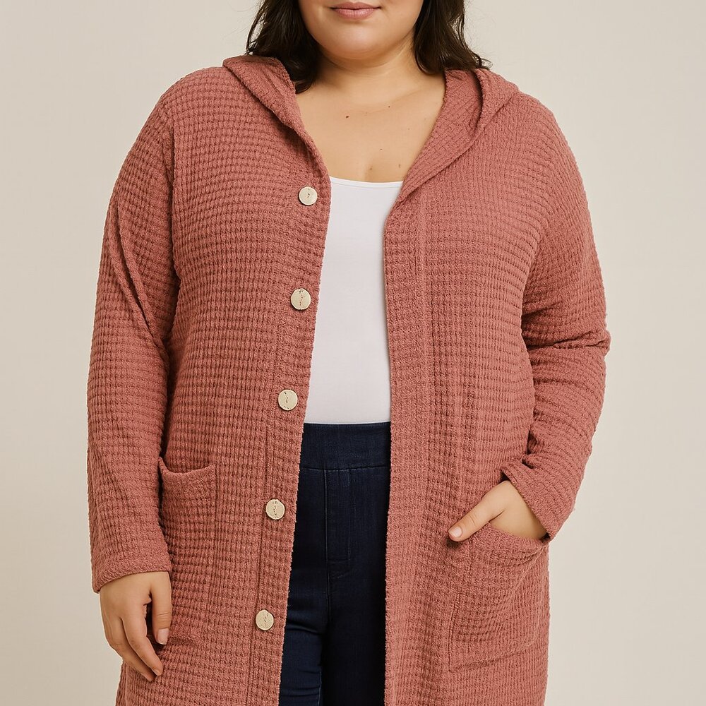 NWT CURVY Dusty Rose Sweater with Hood - Picture 7 of 7